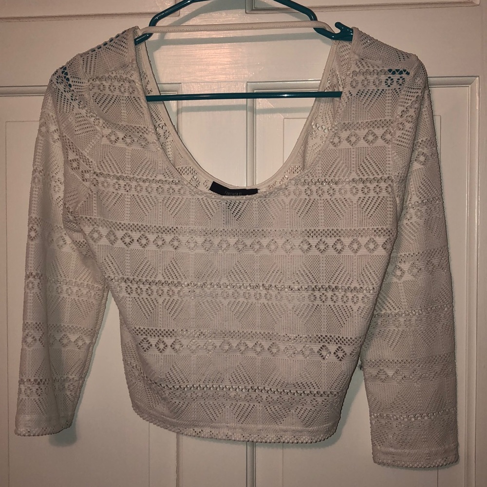 White Forever21 Lace Crop Top